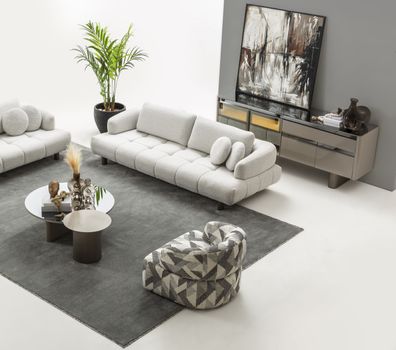 Modernes 5-tlg. Wohnzimmer-Set 4-Sitzer Sessel Tische Konsole