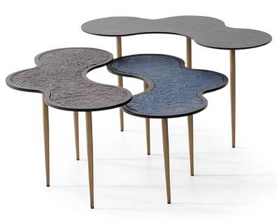 Einzigartiger Couchtisch Set Designer Metalltisch 2x Beistelltische