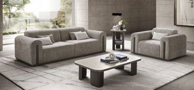 Modernes Sofa-Set Designer Exklusiver 2-Sitzer Textilsessel Tische
