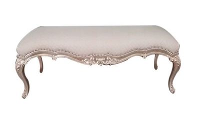 Klassische Weiße Polsterbank Massivholz Rahmen Stilvolle Sitzbank