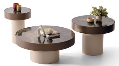 Designer Wohnzimmer Tisch-Set Edler Couchtisch Runde Beistelltische