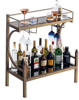 Stilvoller Barwagen Designer Marmorplatte Edle Metallrahmen Barregal