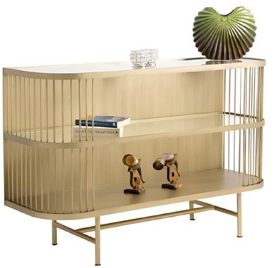 Elegante Goldene Konsole Wohnzimmer Designer Sideboard Luxus Möbel