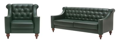 Grünes Chesterfield Sofa Set Designer Couchen Luxus 2x Sessel