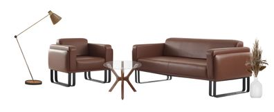 Exklusives Braunes Sofa-Set Luxuriöser 3-Sitzer Moderne Ledersessel