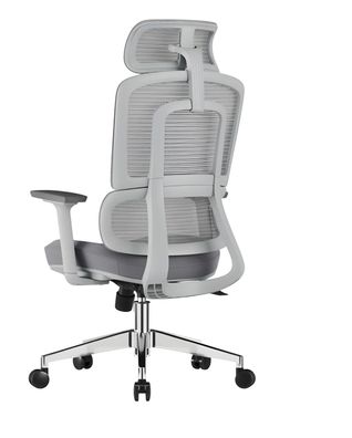 Hellgrauer Bürostuhl mit ergonomischem Design und Mesh-Rückenlehne