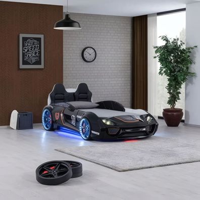 Designer Schwarzes Kinderbett Auto-Bett Luxuriöse Kunststoffbetten