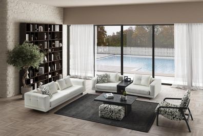 Elegante Weiße Wohnzimmer Couchgarnitur Designer 3-Sitzer Sessel