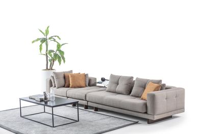 Moderne Wohnzimmer Garnitur Beiger Dreisitzer Edler Couchtisch