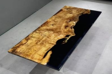 Schwarz-Brauner Epoxidtisch Designer Harztische Stilvolle Holzoptik