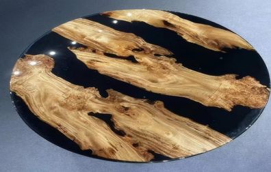 Braun-schwarzer Gestreifter Esstisch Robuste Epoxidharz Tischplatte