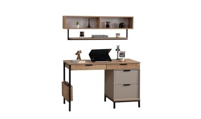 Moderner Brauner Holztisch Designer Wandschrank Edler Schreibtisch