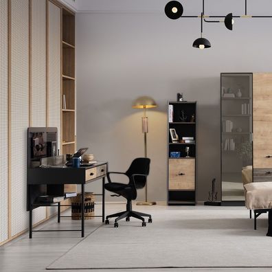 Elegantes Möbel-Set Stilvoller Schreibtisch Edles Holz Bücherregal