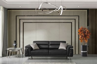 Moderne Wohnzimmer Garnitur Designer Schwarze Couch Beistelltisch