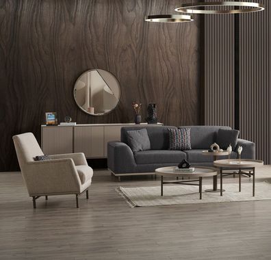 Stilvolles Wohnzimmer Möbel Set Luxuriöser 3-Sitzer Couchtisch -7tlg