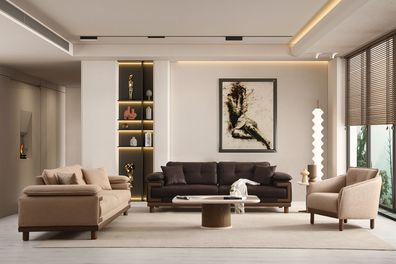 Stilvolles Wohnzimmer Sitzset Exklusive 3-Sitzer Couchen Sessel