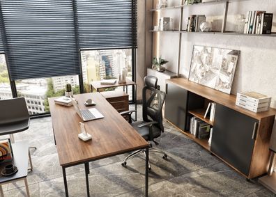 Stilvolles Büro-Set Designer Chefschreibtisch Luxuriöse Konsole Tisch
