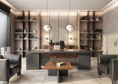 Grau-Braune Chefmöbel Designer Schreibtisch Luxuriöse Konsole Tisch