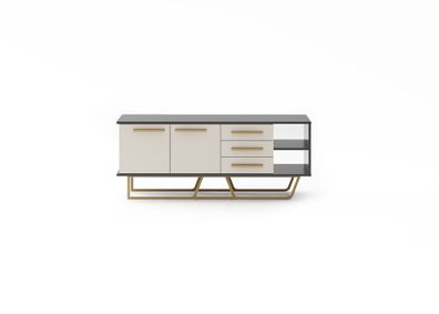 Beiges Luxuriöses Sideboard Designer Wohnzimmer Holz Lowboard