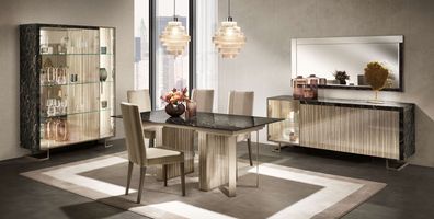 Das dekorative Esszimmer Set 8 tlg (Esstisch+4x Stühle+Vitrine+Konsole+Spiegel)