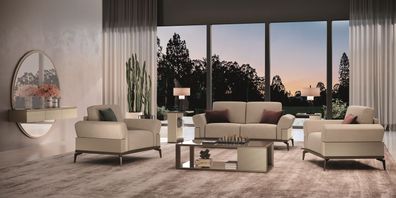 Modernes Wohnzimmer Set 5 tlg (Sofagarnitur 3 + 1 + 1 + Konsole mit Spiegel)