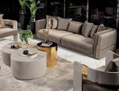 Sofa 3 Sitzer Couchtisch Luxus Wohnzimmer Design Moderne Stoff Erwachsene Neu