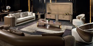 5tlg Sofa Set TV Unit Couchtisch Sessel Luxus Wohnzimmer Design Polster Modern