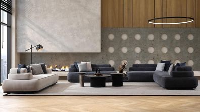 Wohnzimmer garnitur Eckosfa Sofa Sessel Couchtisch Modern Textil Komplett Neu