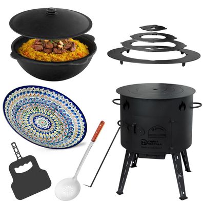 Eintopfofen Ø44 Uchag 2 mm Stahl 16 L Kazan Ljagan Grillfächer Schaumkelle Utschak