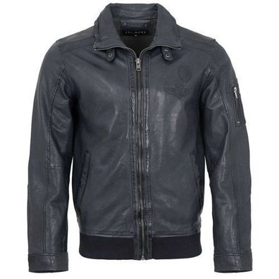 Jilani Collection - Herren Lederjacke Pilotenjacke Lammnappa navy
