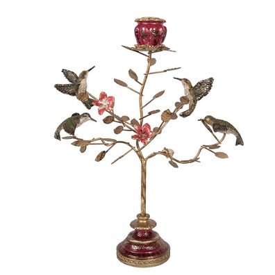 Clayre & Eef Kerzenständer 27x17x38 cm Goldfarbig Kunststoff (Gr. 27x17x38 cm)