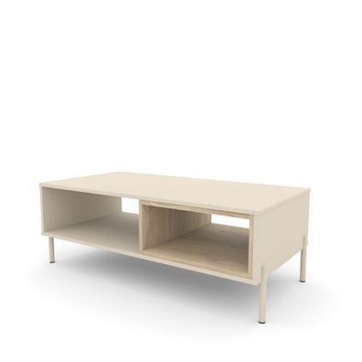 Couchtisch HYGGE mit 2 offenen Fächern, Cashmere Weiß