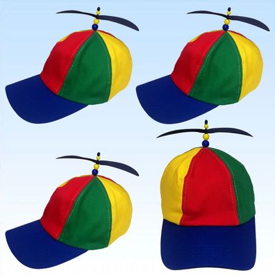 4 Baseball Cap mit Propeller Blau Rot Gelb Basecaps Kappen Käppies Mütze Caps