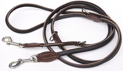 Luxus Hundeleine, Runde Leine, 220cm/6mm, Nappa Leder, BRAUN kl. Hunde