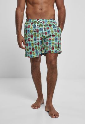 Urban Classics Badehose Pattern Swim Shorts Calavera Aop