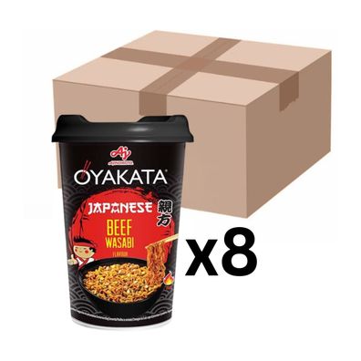 8er-Pack Ajinomoto Oyakata Instantnudeln Yakisoba CUP Japanese Rind Wasabi 93g