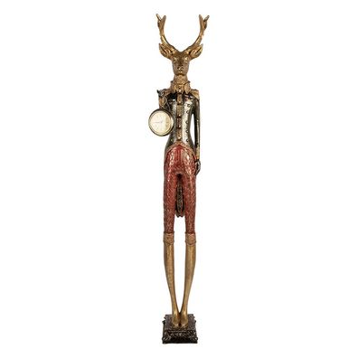 Clayre & Eef Dekorationsfigur Hirsch 12x16x87 cm Goldfarbig Kunststoff