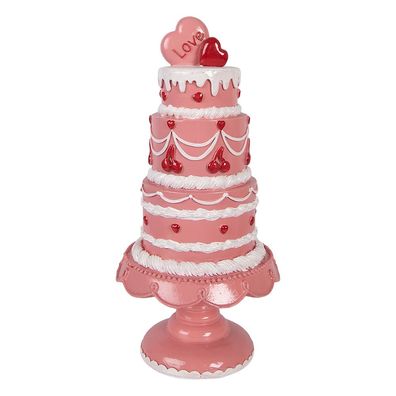 Clayre & Eef Dekorationsfigur Kuchen Ø 16x33 cm Rosa Kunststoff (Gr. Ø 16x33 cm)