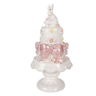 Clayre & Eef Dekorationsfigur Kuchen Ø 15x29 cm Weiß Kunststoff (Gr. Ø 15x29 cm)