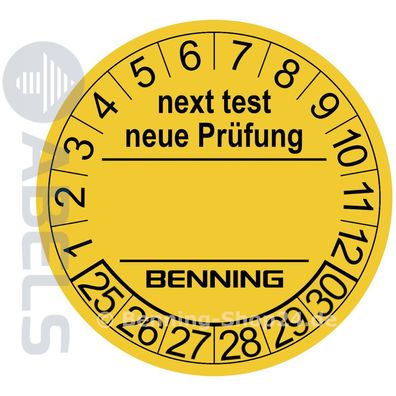 Benning Prüfplaketten (756212) 300 Stück neue Ausführung 2024 - 2029