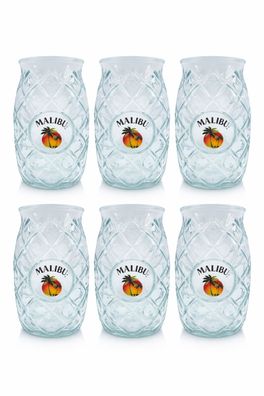 Malibu 6er-Set Markengläser - Original Malibu Longdrinkgläser aus Glas | ca. 40 cl je