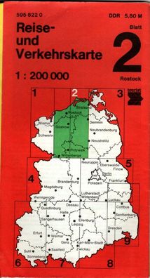 DDR Reise- und Verkehrskarte Blatt 2 Rostock Maßstab 1:200 000