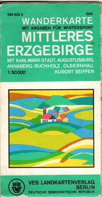 DDR Wanderkarte Mittleres Erzgebirge Maßstab 1:50 000