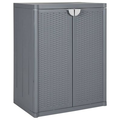 Gartenschrank | Lagerschrank Grau 65x45x88 cm PP Rattan-Optik