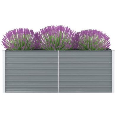Garten-Hochbeet | Metall Hochbeet 160 x 80 x 45 cm Verzinkter Stahl Grau