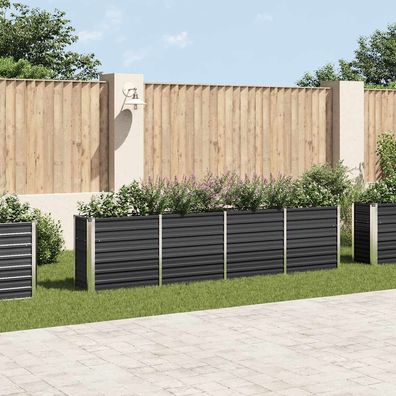 Garten-Hochbeet | Metall Hochbeet 320 x 40 x 77 cm Verzinkter Stahl Anthrazit