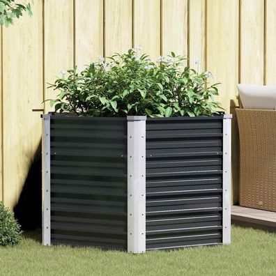 Garten-Hochbeet | Metall Hochbeet Anthrazit 129 x 129 x 77 cm Verzinkter Stahl