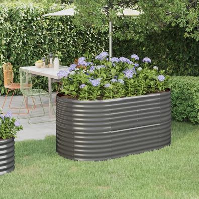 Garten-Hochbeet | Metall Hochbeet Verzinkter Stahl 152x80x68 cm Grau