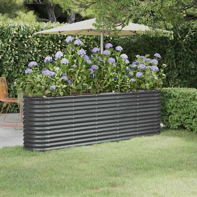 Garten-Hochbeet | Metall Hochbeet Verzinkter Stahl 224x40x68 cm Anthrazit