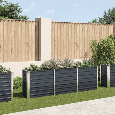 Garten-Hochbeet | Metall Hochbeet Verzinkter Stahl 240 x 40 x 77 cm Anthrazit